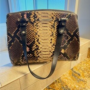 Brahmin Brown and Black Snakeskin Shoulder Bag